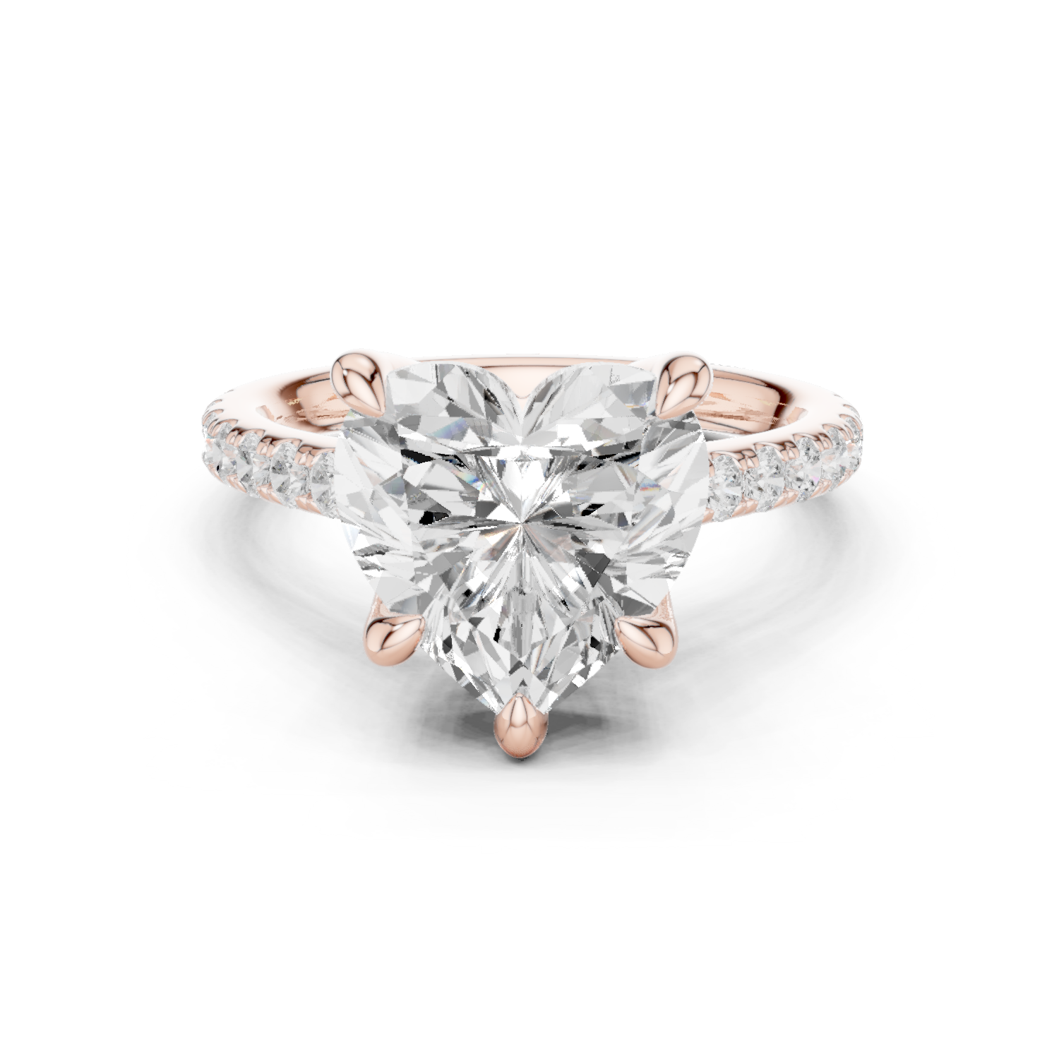 Gold Ring DDLR-250, Heart center stone, Rose Gold