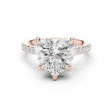 Gold Ring DDLR-250, Heart center stone, Rose Gold
