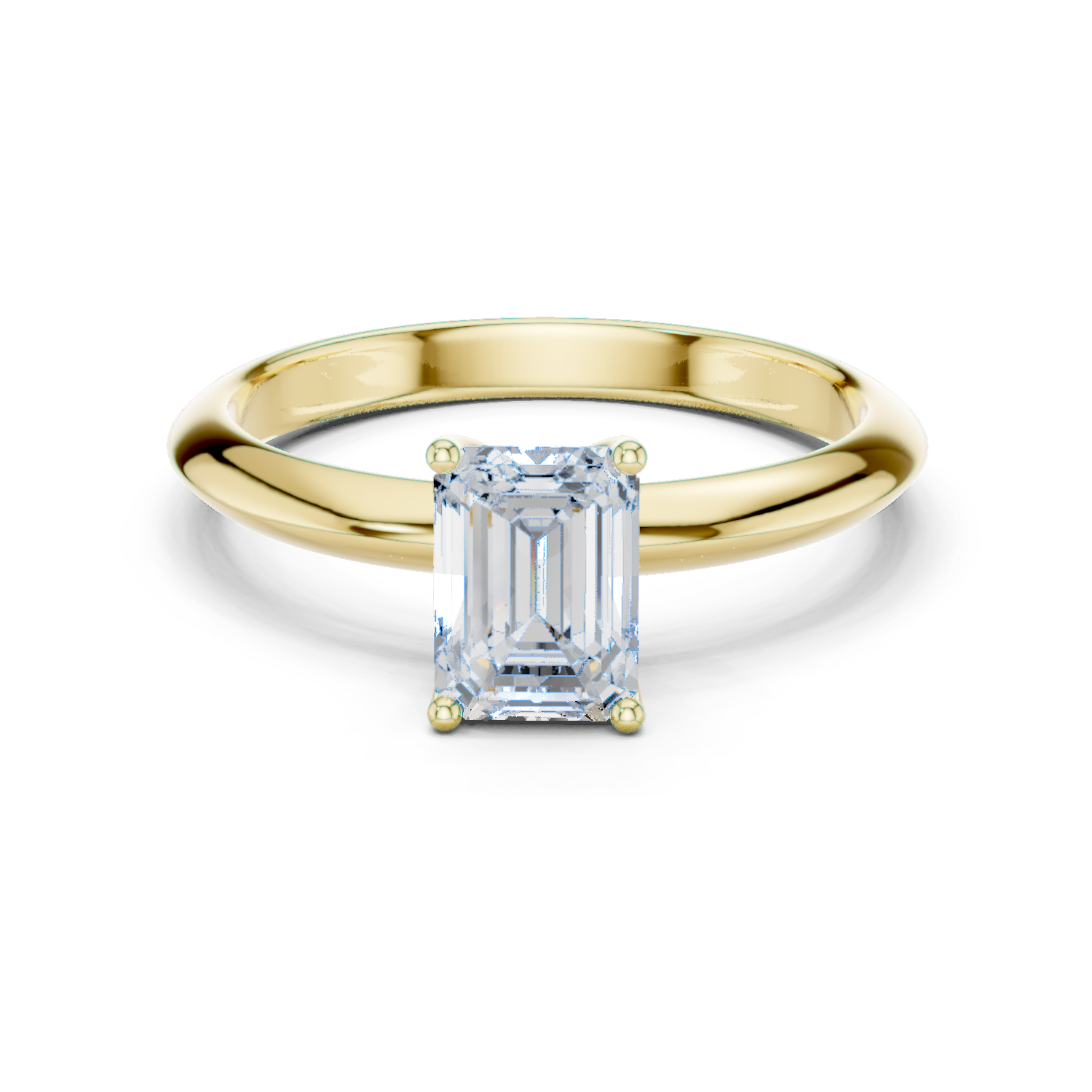 Gold Jewelry L36-6, Emerald center stone, Yellow Gold