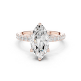 Gold Ring DDLR-161, Marquise center stone, Rose Gold