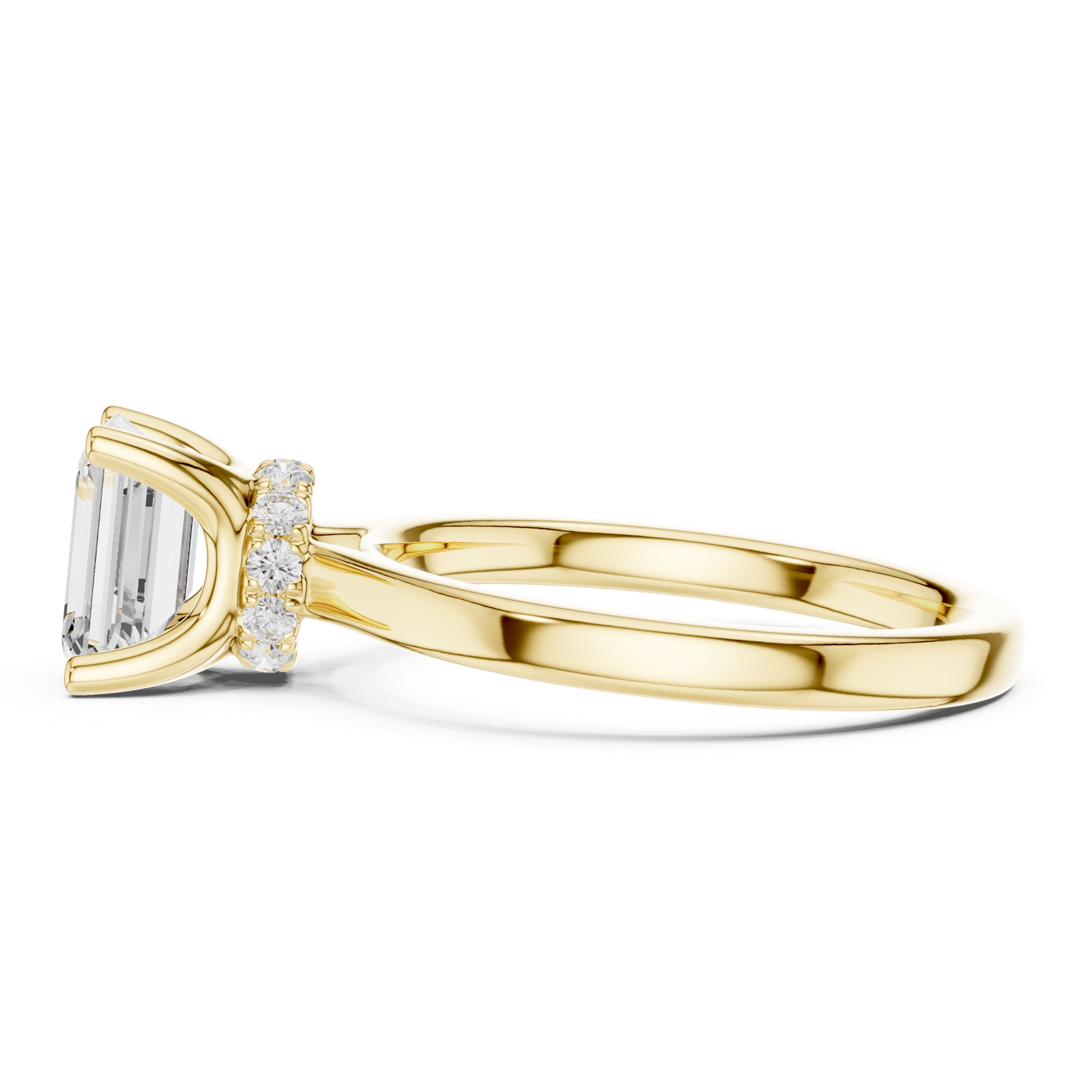 Gold Ring DDLR-176, Emerald center stone, Yellow Gold, view 3