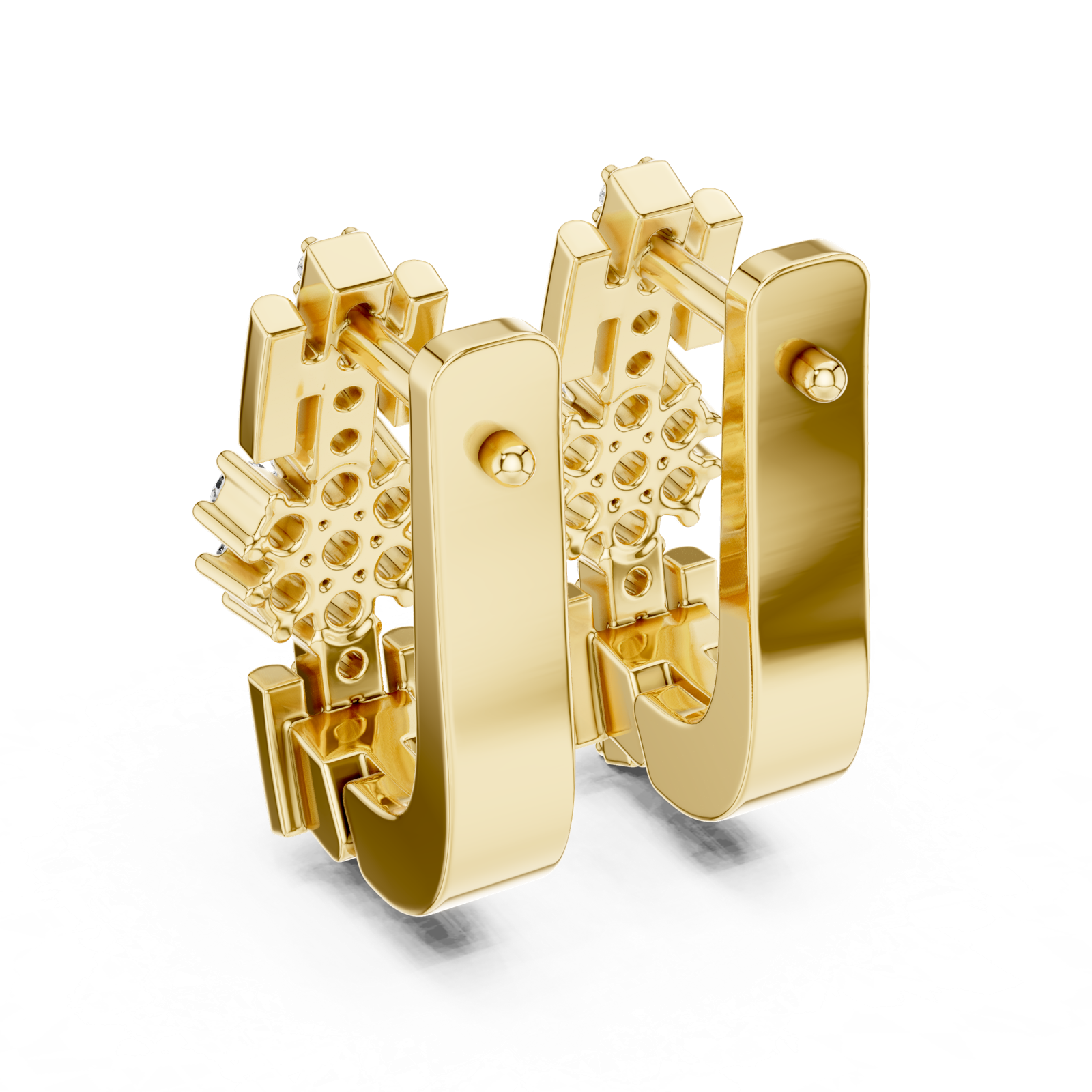 Gold Earrings L03-24, Yellow Gold, view 3