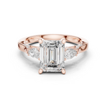 Gold Ring DDLR-284, Emerald center stone, Rose Gold