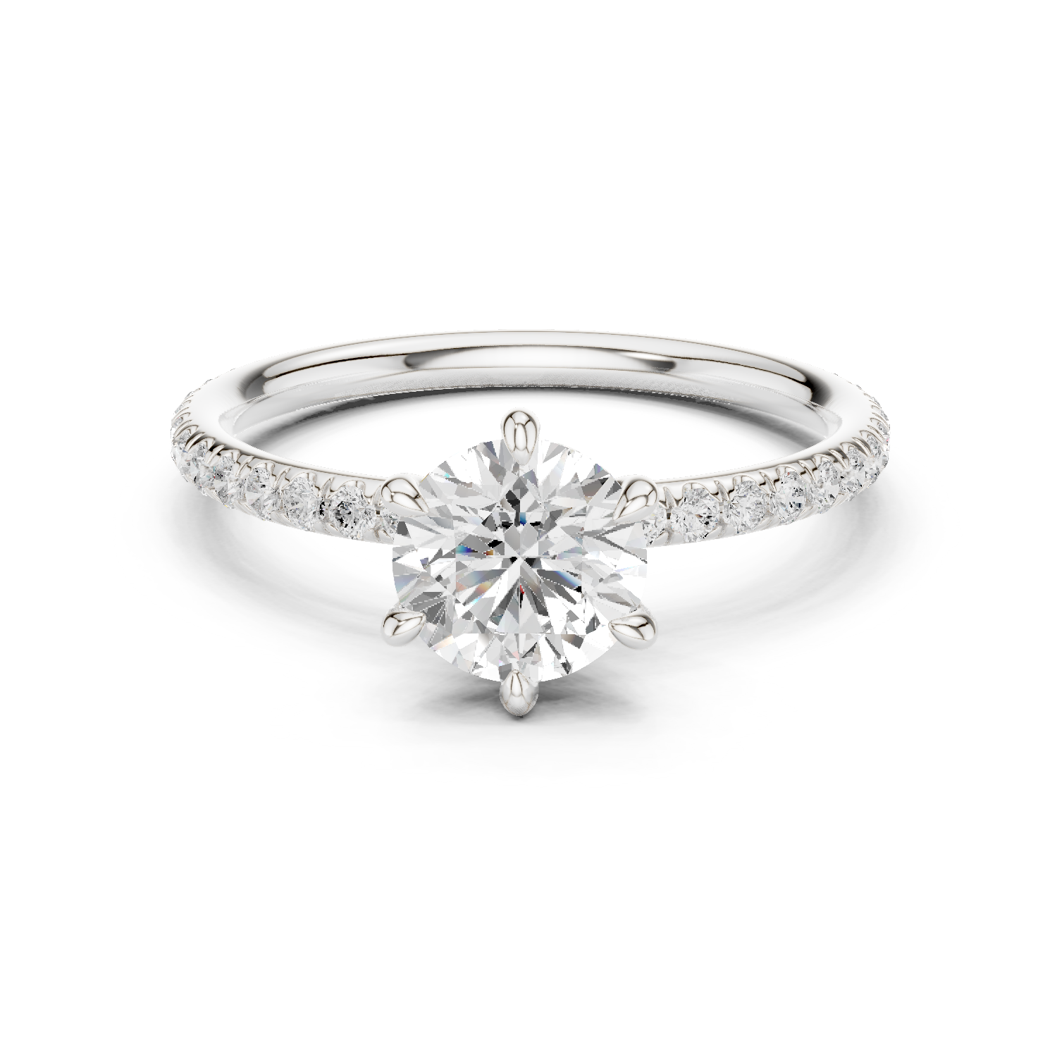 Gold Jewelry L36-15, Round center stone, White Gold