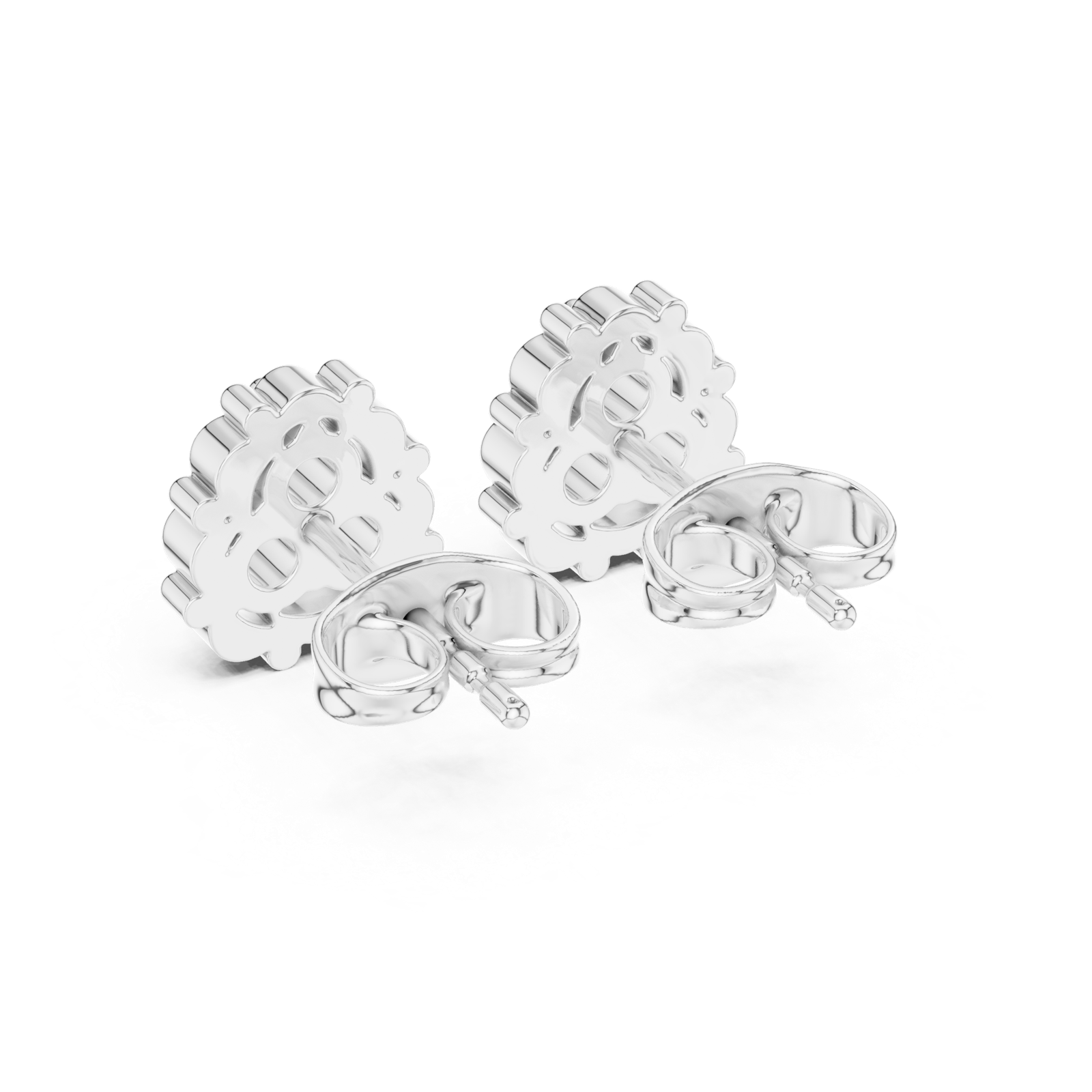 Gold Earrings 9-10040E, White Gold, view 3