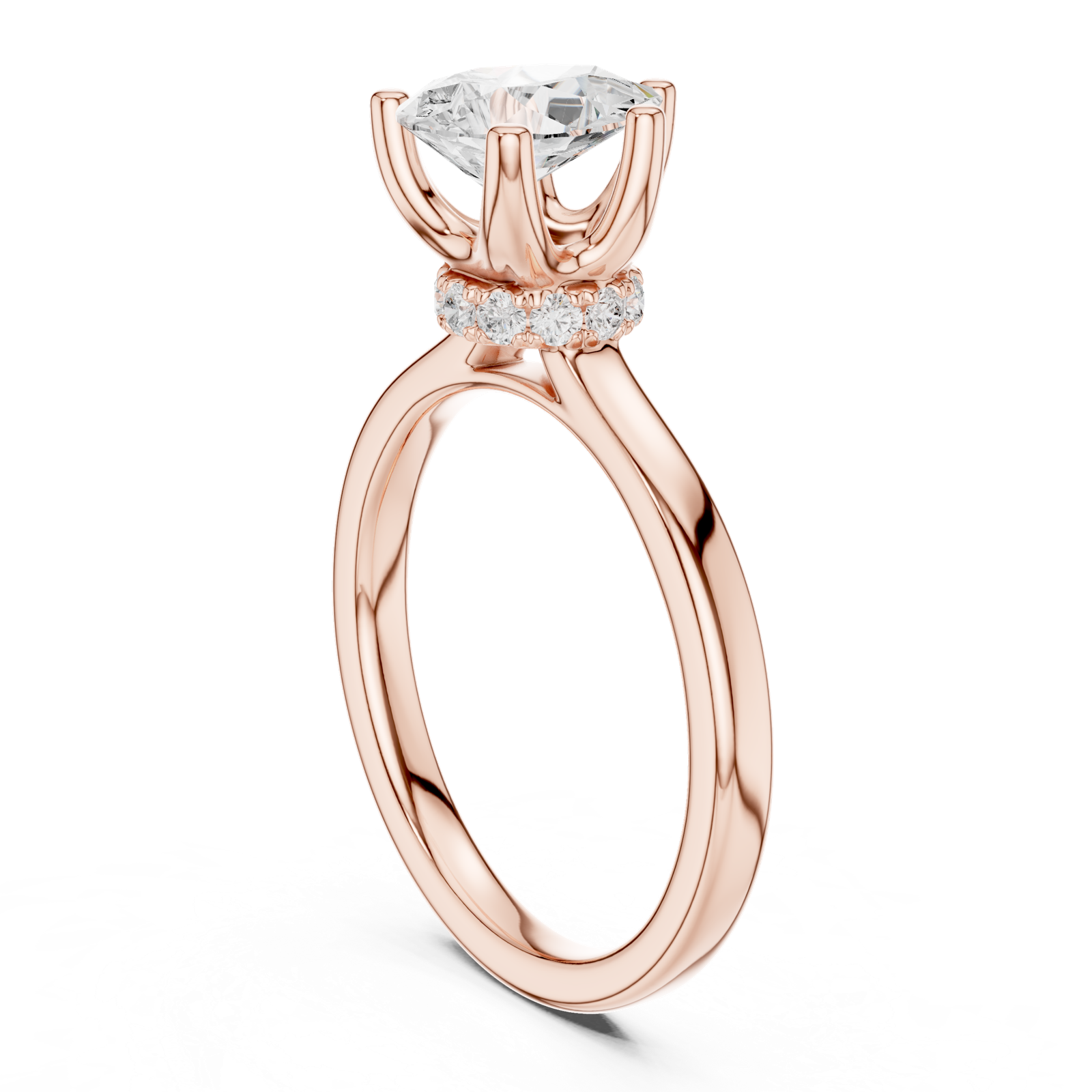 Gold Ring DDLR-176, Pear center stone, Rose Gold, view 1