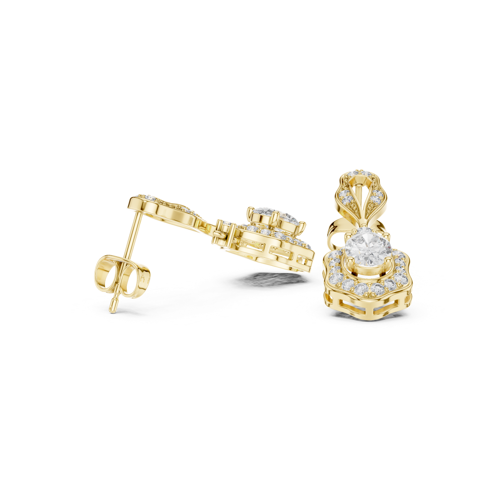Gold Earrings 3-10013E_185, Yellow Gold, view 1