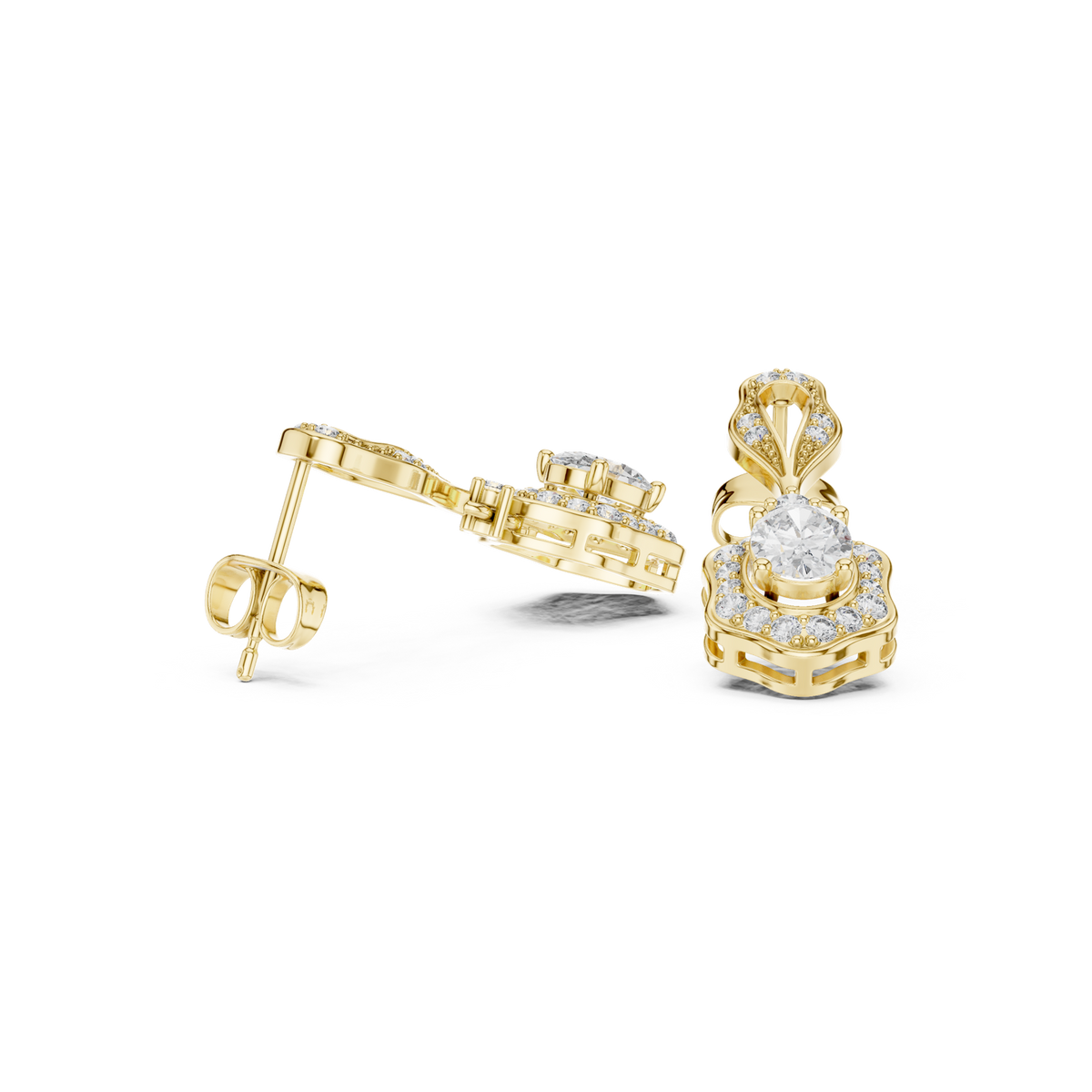 Gold Earrings 3-10013E_185, Yellow Gold, view 1
