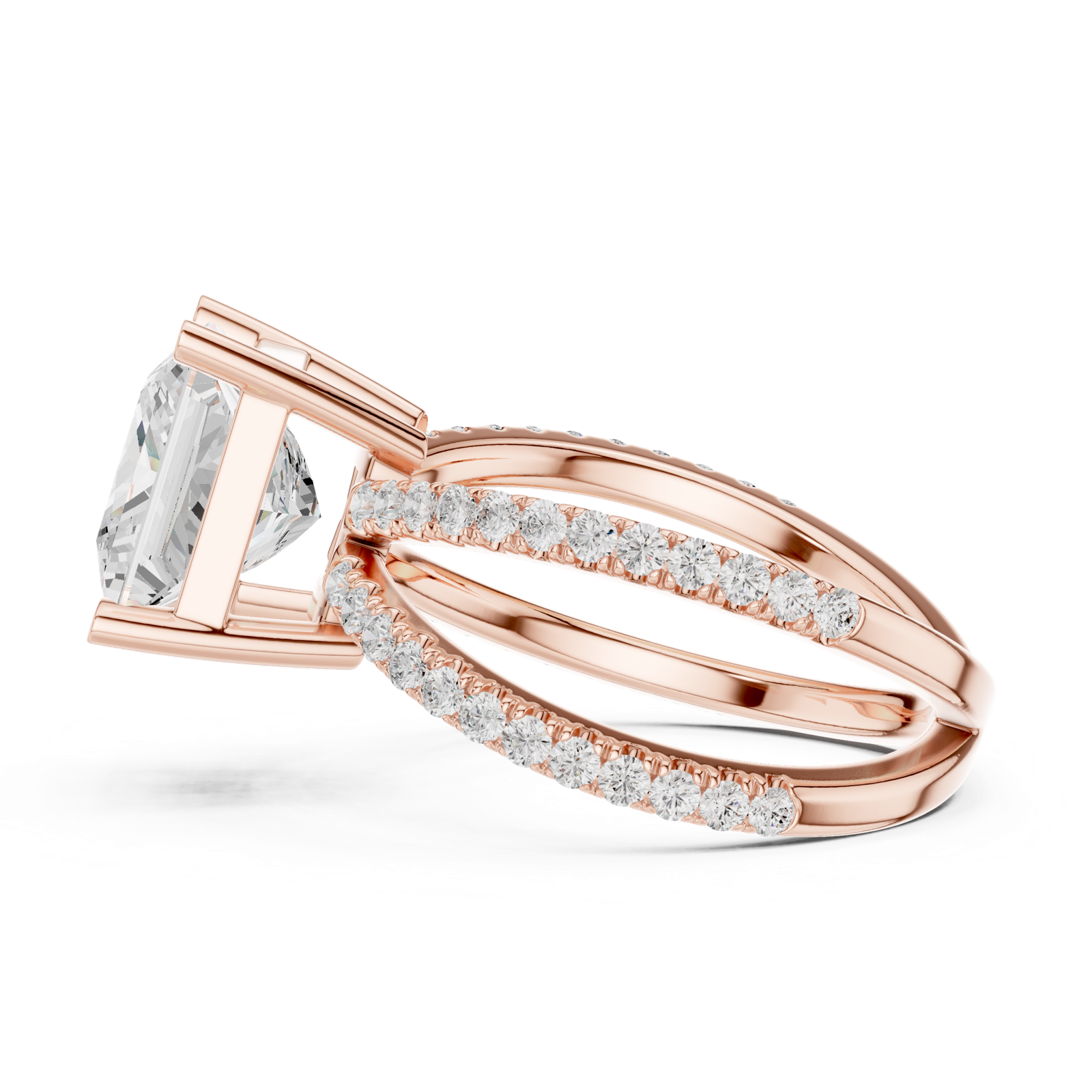 Gold Jewelry L36-25, Princess center stone, Rose Gold, view 3