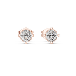14K Solid Gold Lab Diamond Stud Earrings, Rose Gold