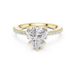 Gold Ring DDLR-177, Heart center stone, Yellow Gold, view 4