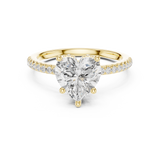 Gold Ring DDLR-177, Heart center stone, Yellow Gold, view 4