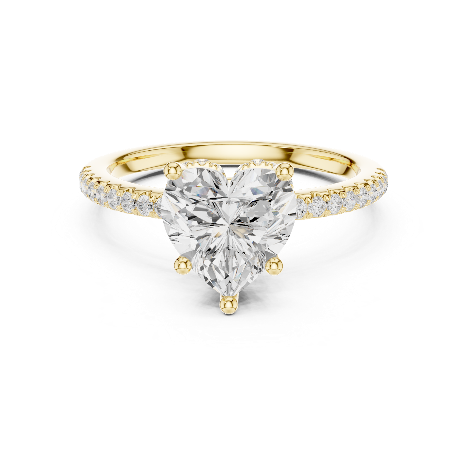 Gold Ring DDLR-177, Heart center stone, Yellow Gold, view 4