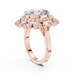 14K Solid Gold Lab Diamond Halo Ring, Rose Gold, view 1
