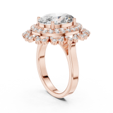 14K Solid Gold Lab Diamond Halo Ring, Rose Gold, view 1