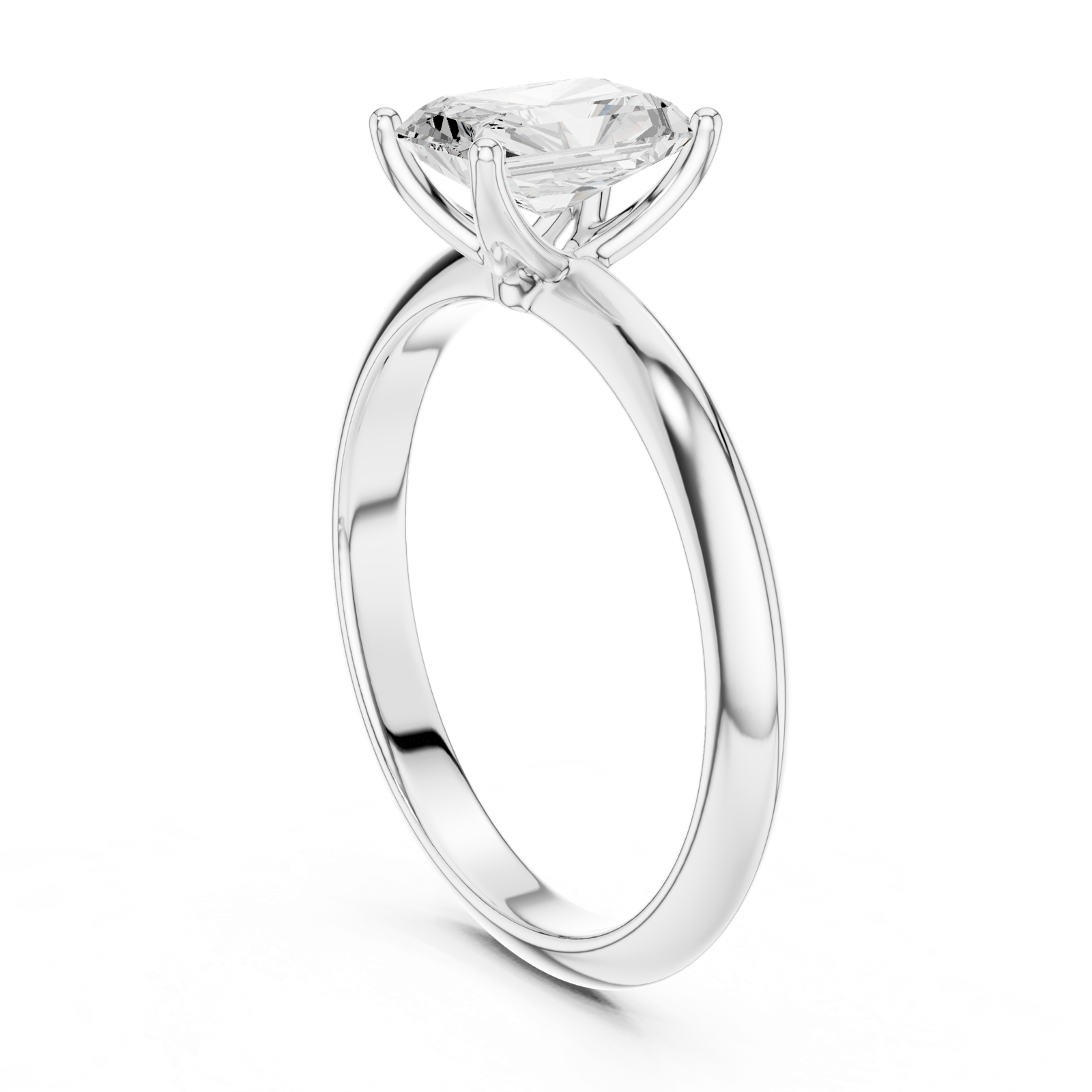 Gold Jewelry L36-6, Radiant center stone, White Gold, view 1