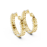 14K Solid Gold Lab Diamond Huggie Earrings, Yellow Gold, view 3