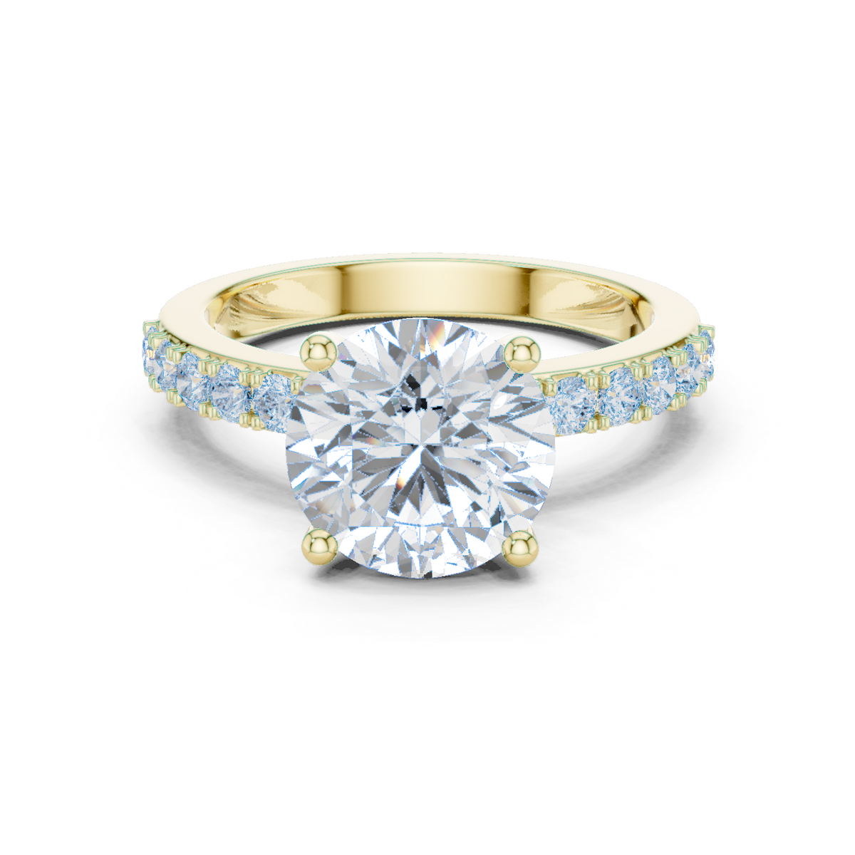14K Solid Gold Lab Diamond Solitaire Ring, Yellow Gold