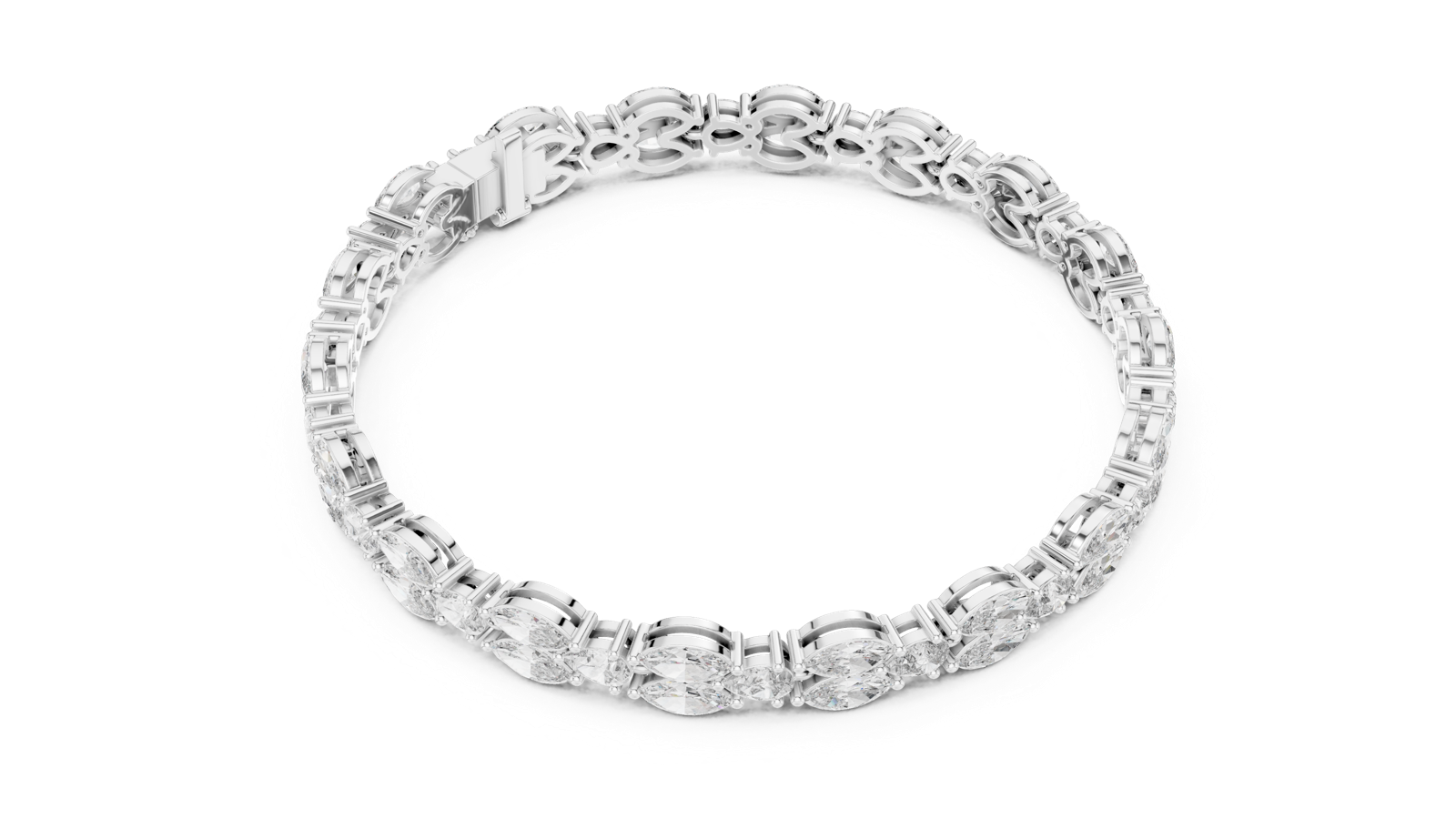 14K Solid Gold Lab Diamond Bracelet, White Gold, view 2
