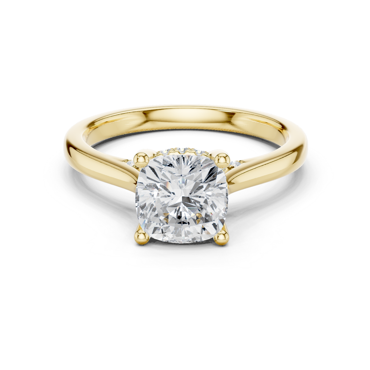 14K Solid Gold Lab Diamond Solitaire Ring, Yellow Gold