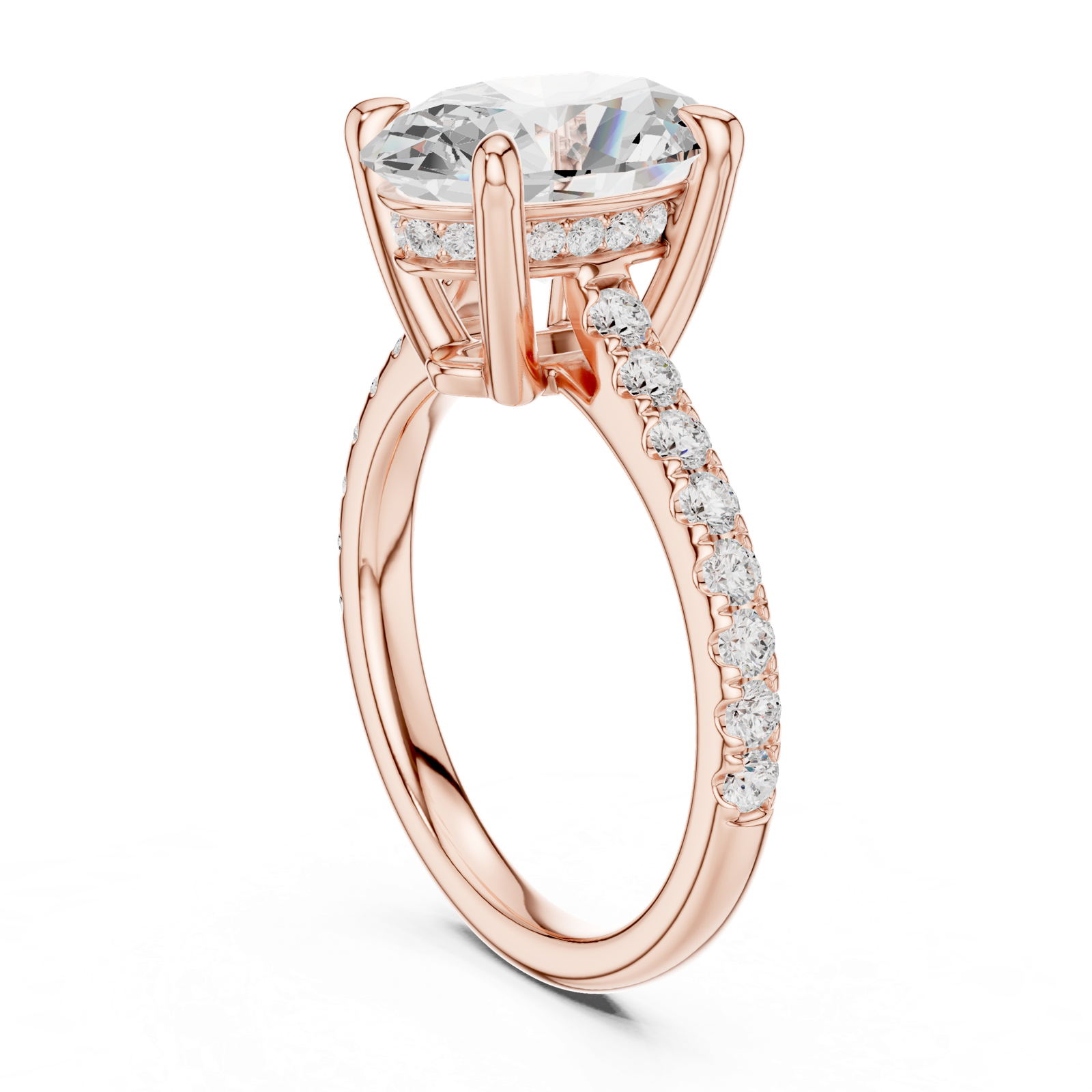 Gold Ring DDLR-250, Oval center stone, Rose Gold, view 1
