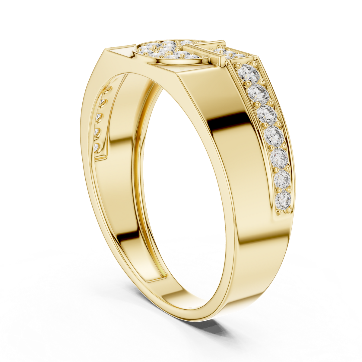 14K Solid Gold Lab Diamond Cluster Ring, Yellow Gold, view 1