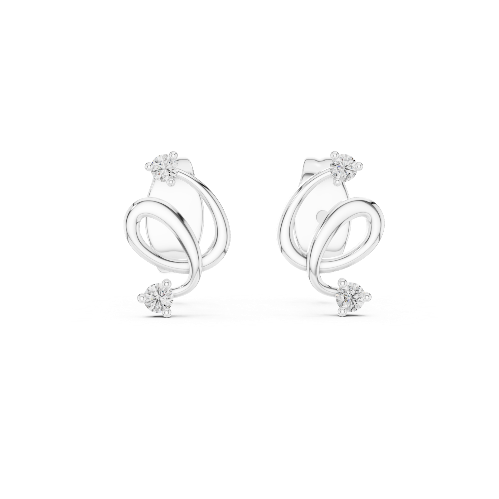 Gold Earrings 12-10002@E, White Gold