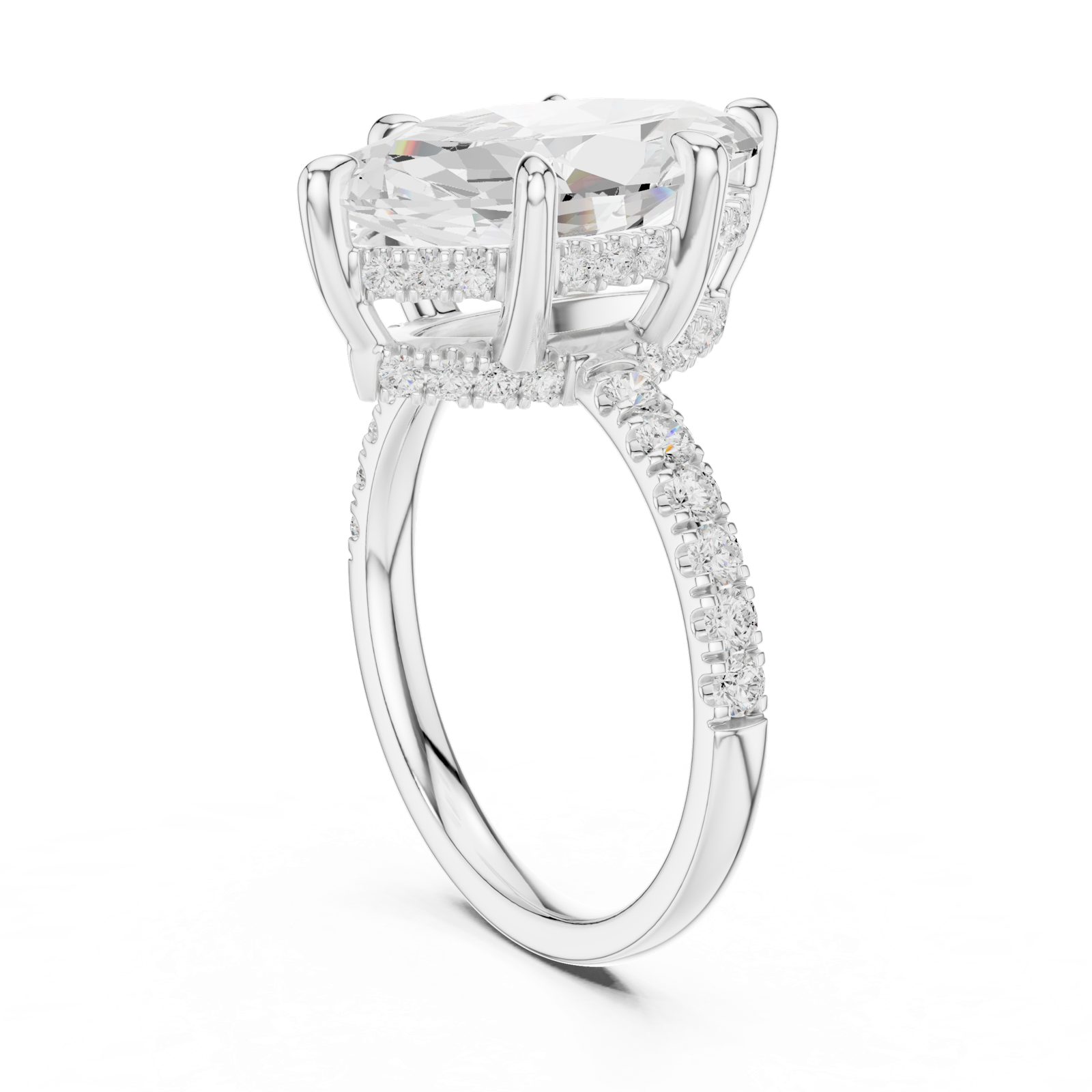 Gold Ring DDLR-259, Marquise center stone, White Gold, view 1