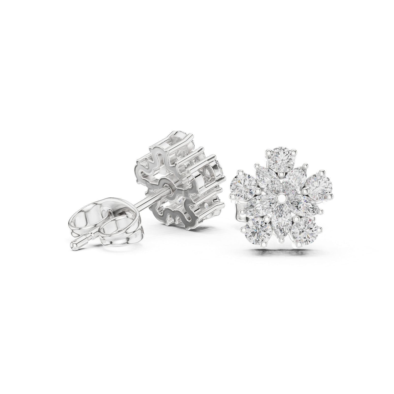Gold Earrings AGDER-311, White Gold, view 1