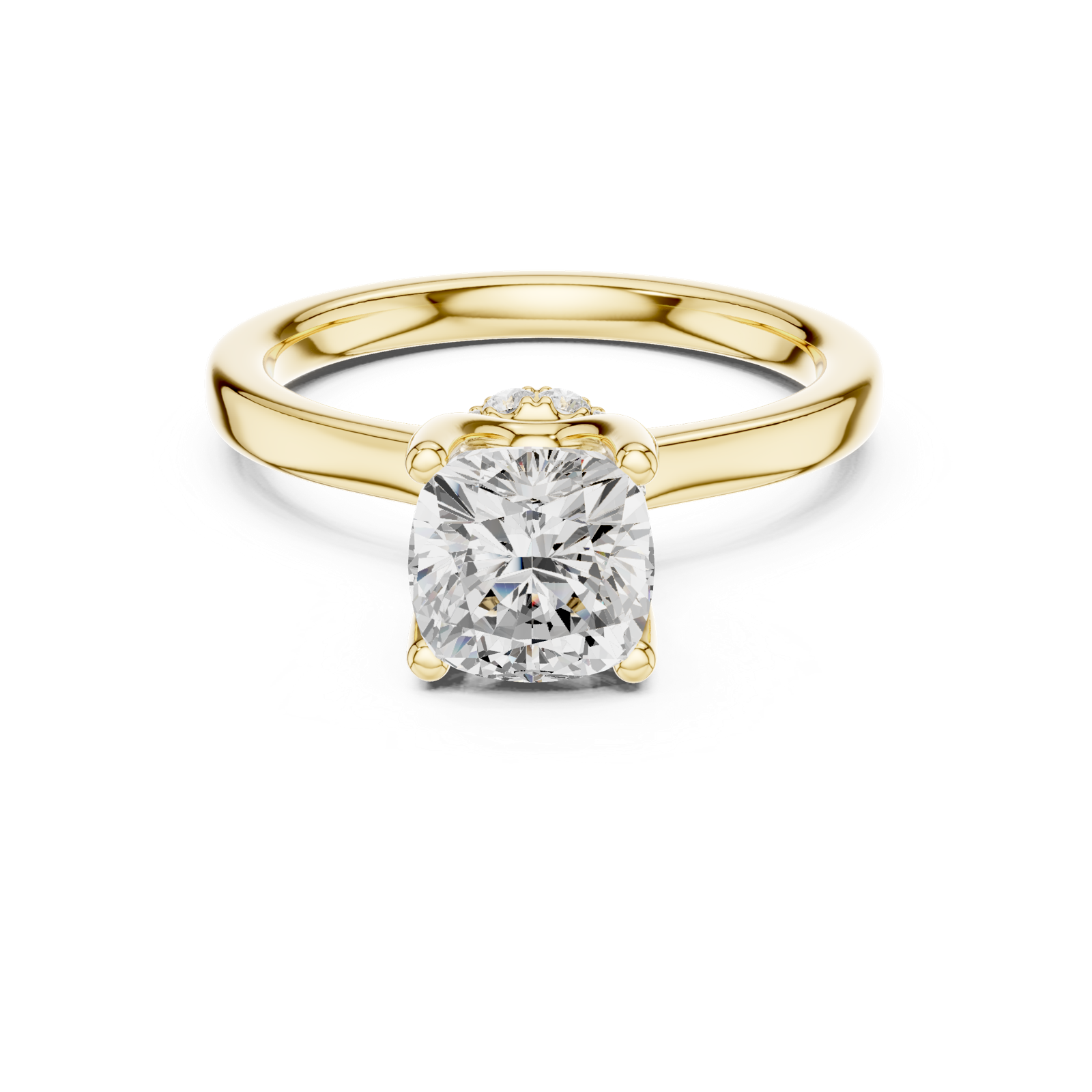 Gold Ring DDLR-176, Cushion center stone, Yellow Gold, view 4