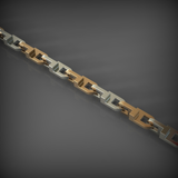 14K Solid Gold Men's Two-Tone Figaro Chain Necklace, Yellow Gold