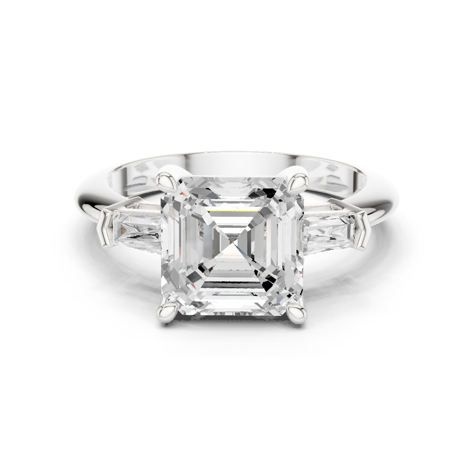 Gold Jewelry, Asscher center stone, White Gold
