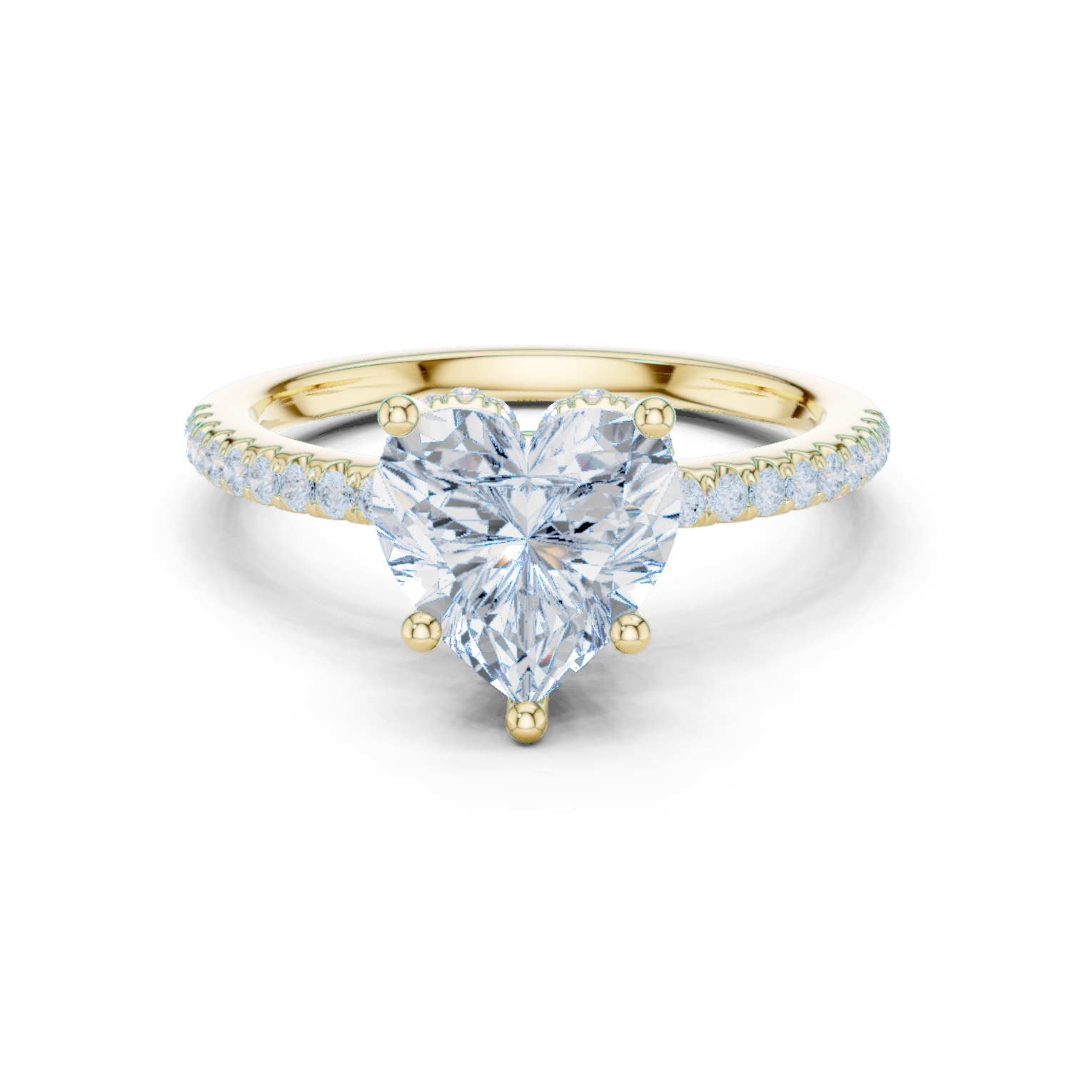 Gold Ring DDLR-177, Heart center stone, Yellow Gold