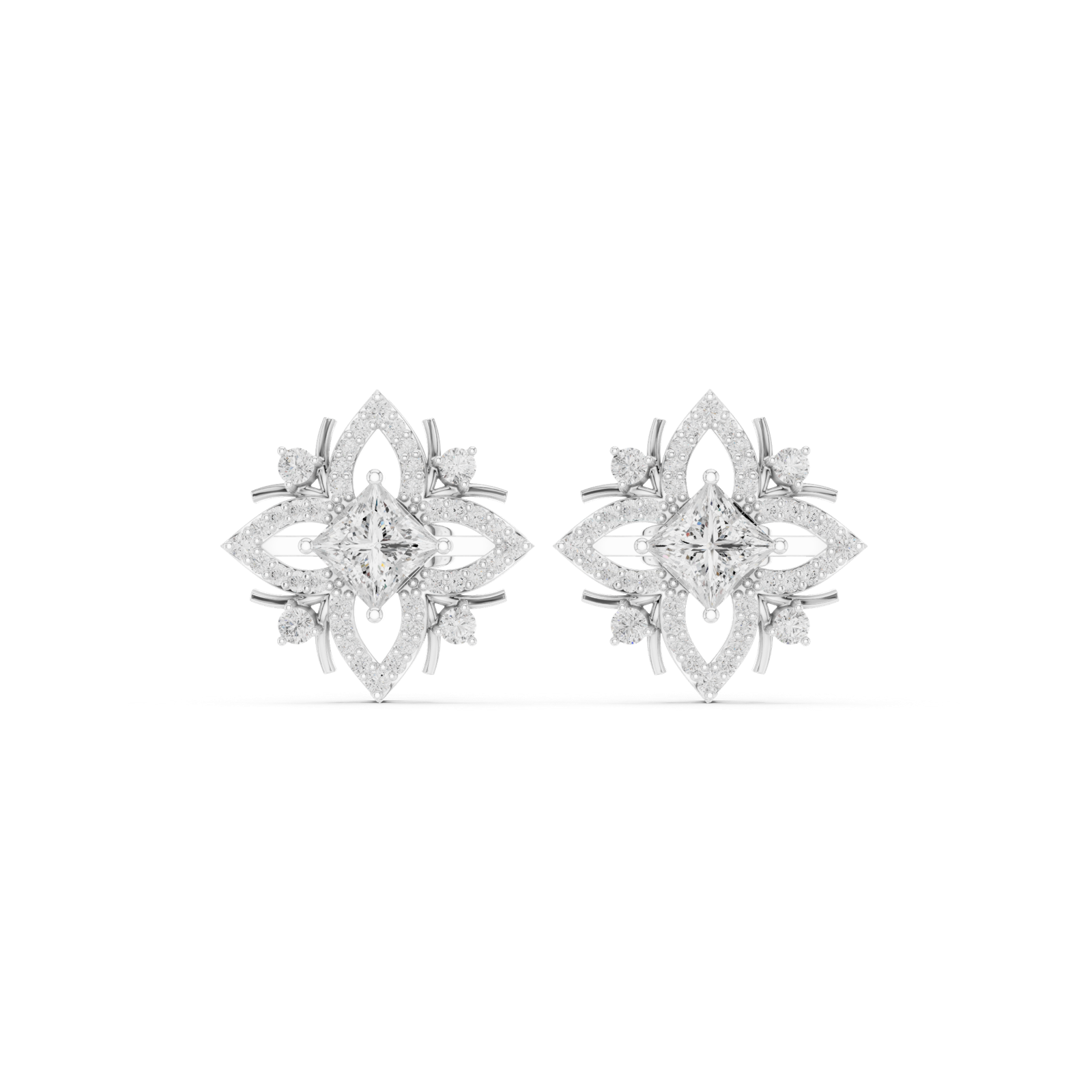 Gold Earrings ALJER-492, White Gold, view 4
