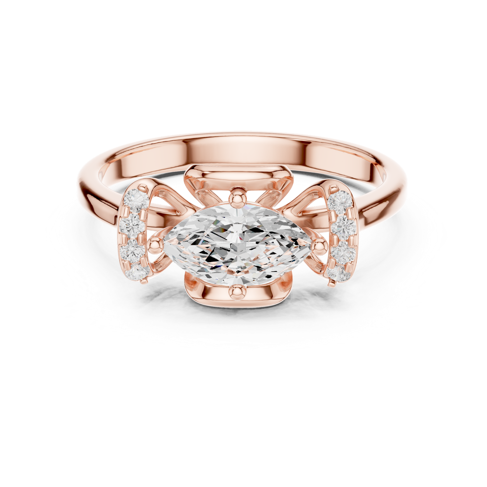 Gold Ring DDLR-509, Rose Gold, view 4