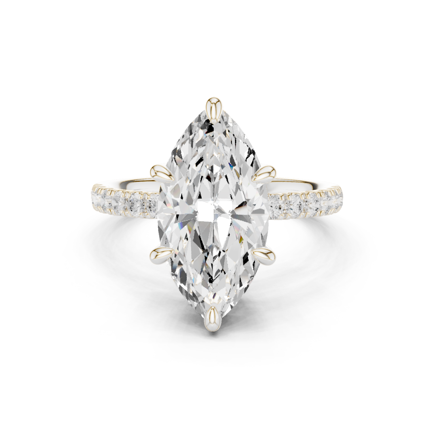 Gold Ring DDLR-259, Marquise center stone, White Gold