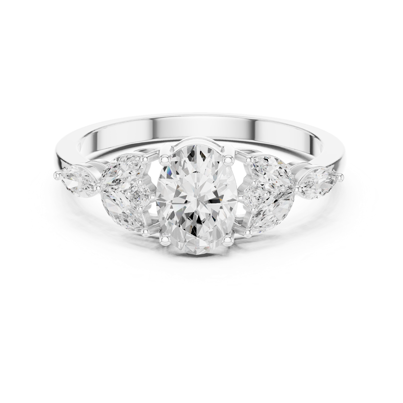 Gold Ring HLR-43, White Gold, view 4