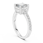 Gold Ring DDLR-039, Asscher center stone, White Gold, view 1