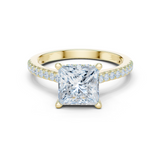 Gold Ring DDLR-169, Princess center stone, Yellow Gold