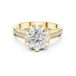 14K Solid Gold Lab Diamond Solitaire Ring, Yellow Gold