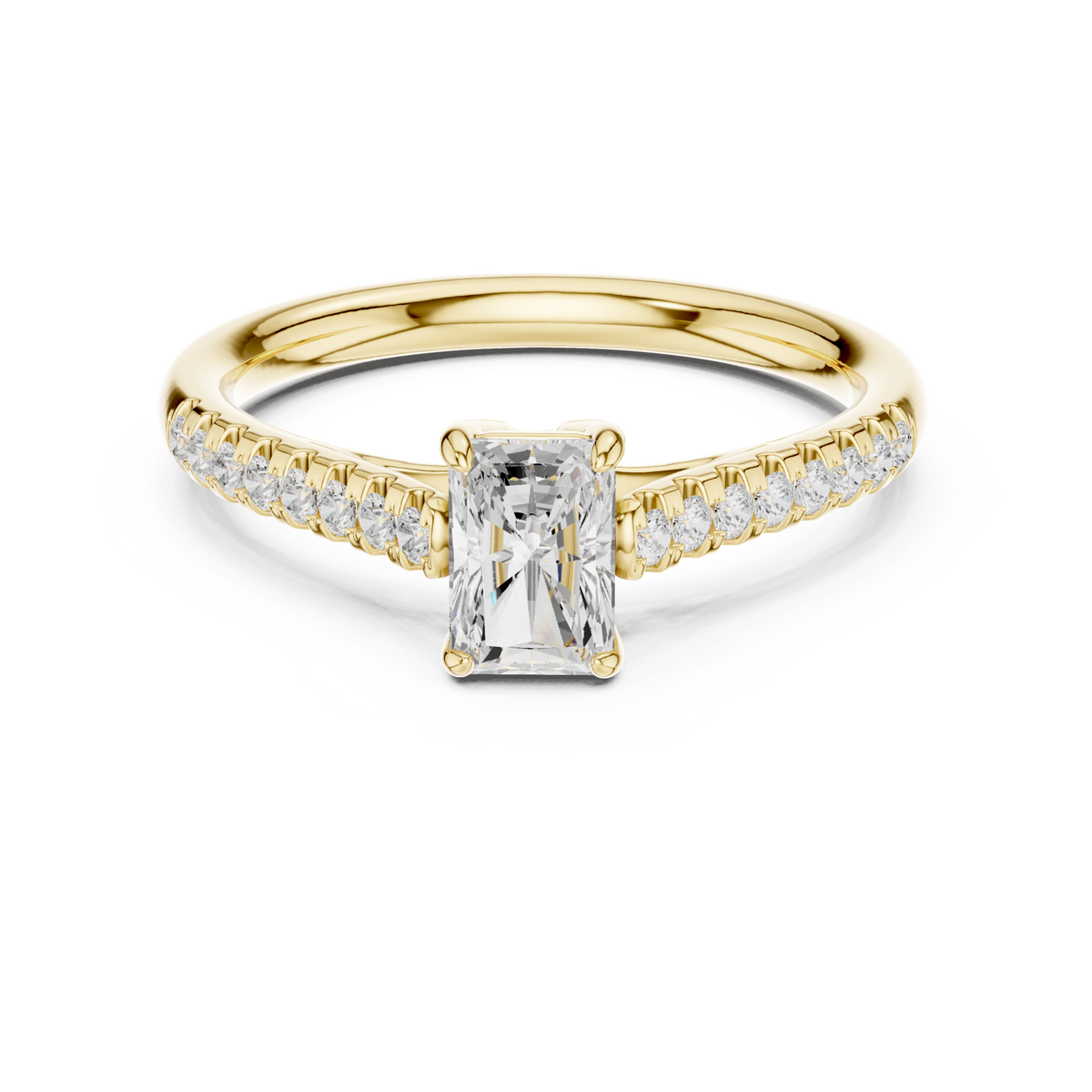 14K Solid Gold Lab Diamond Solitaire Ring, Yellow Gold