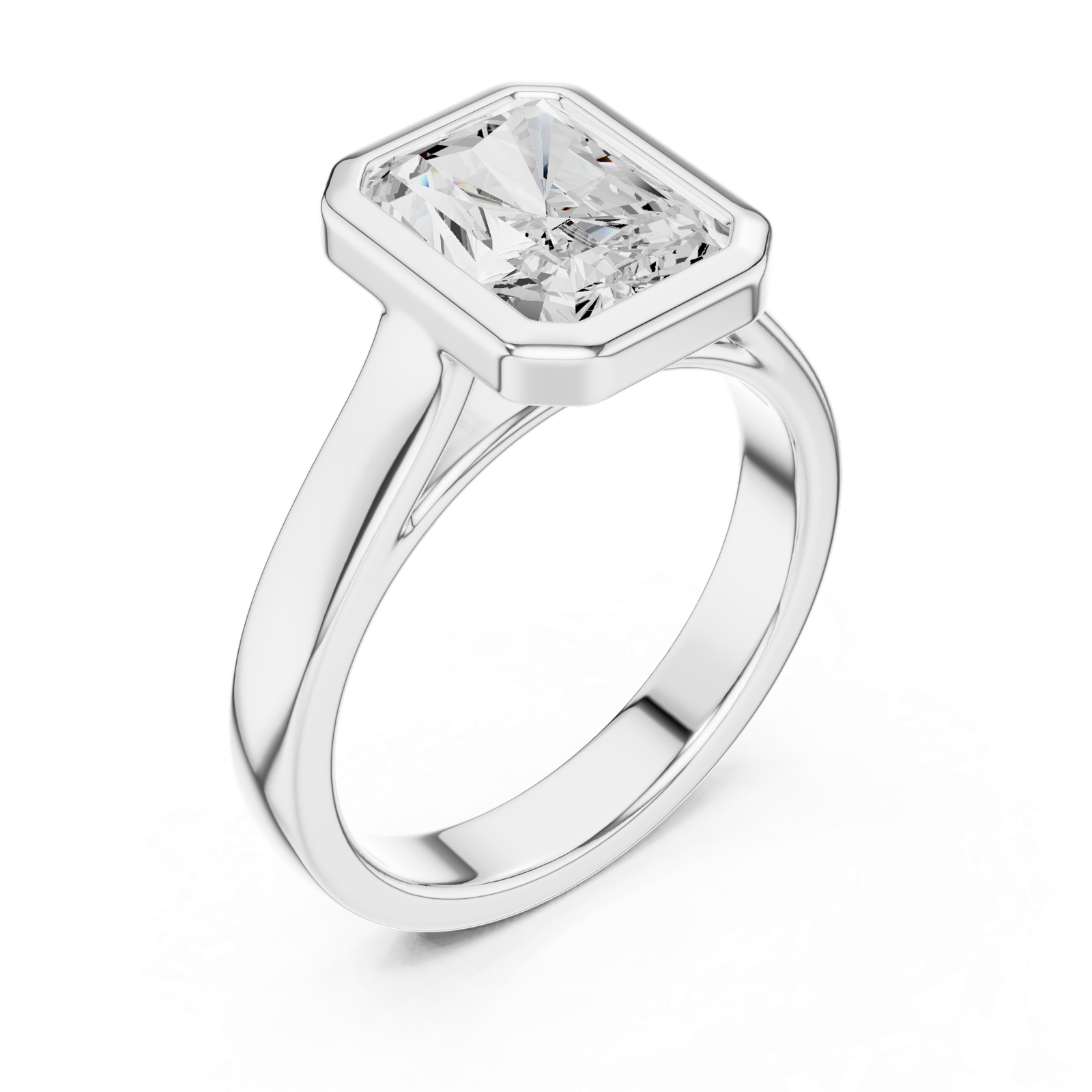 Gold Jewelry L36-3, Radiant center stone, White Gold, view 2