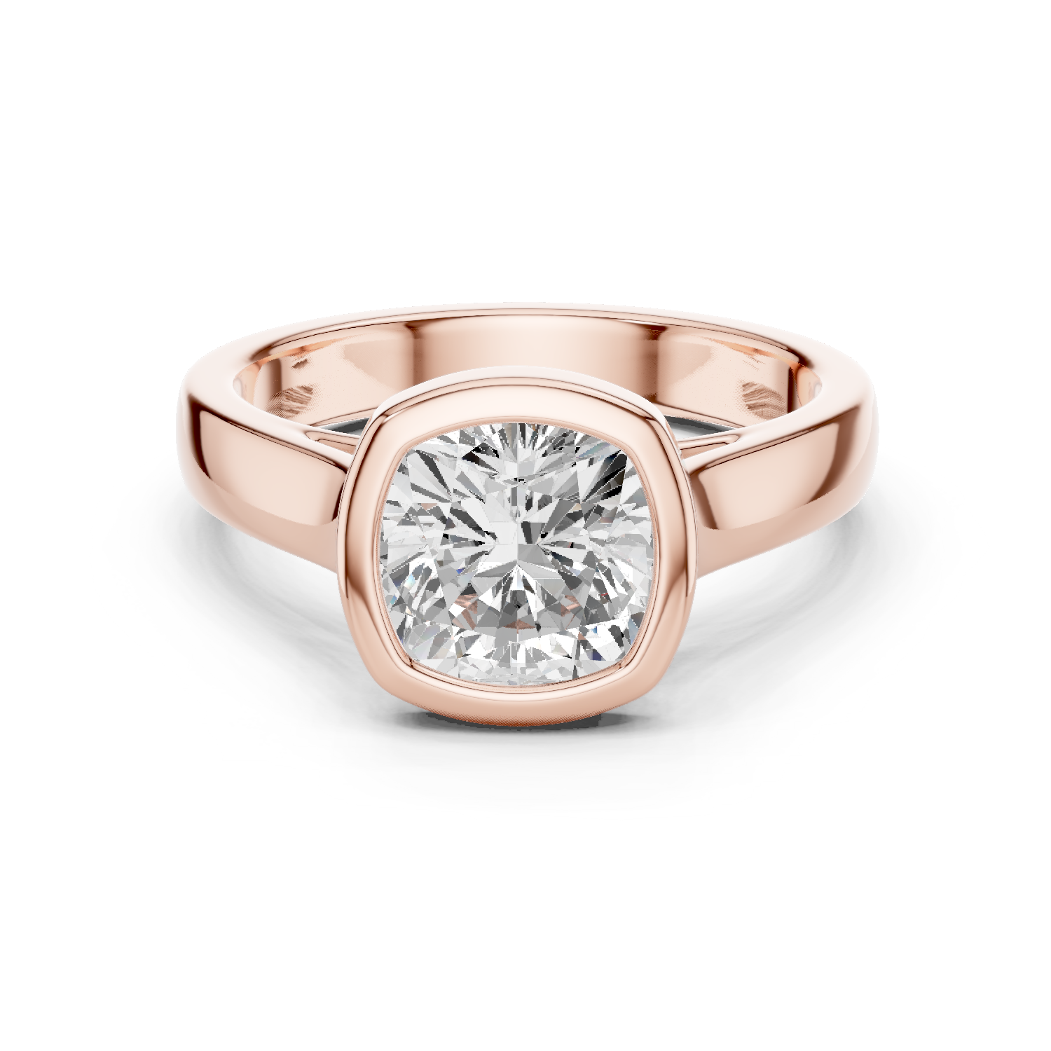 Gold Jewelry L36-3, Cushion center stone, Rose Gold