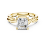 Gold Twisted Band Solitaire Engagement Ring, Asscher center stone, Yellow Gold, view 4
