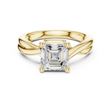 Gold Twisted Band Solitaire Engagement Ring, Asscher center stone, Yellow Gold, view 4