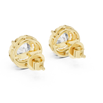 14K Solid Gold Lab Diamond Halo Earrings, Yellow Gold, view 3