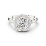 Gold Ring, Cushion center stone, White Gold