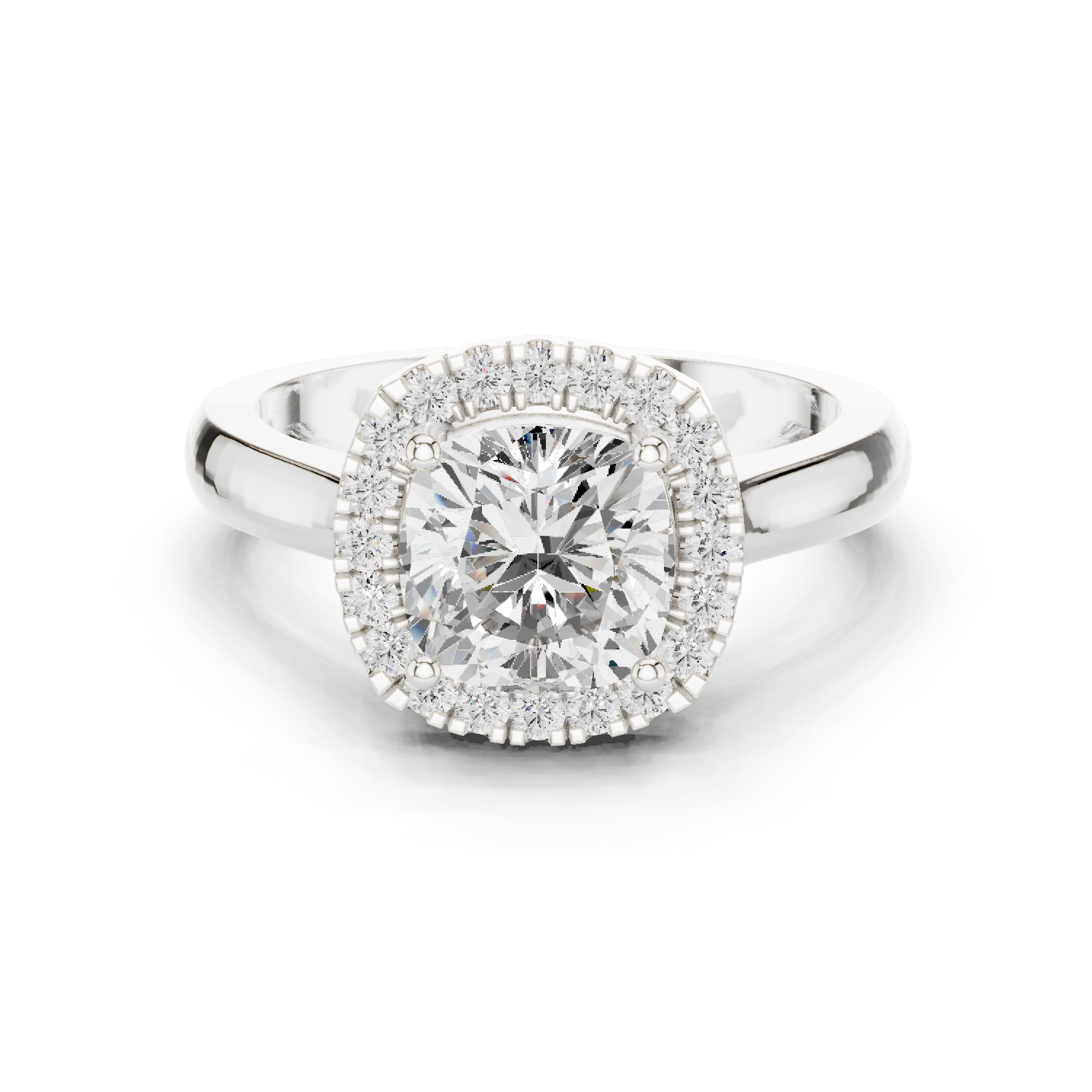 Gold Ring, Cushion center stone, White Gold