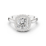 Gold Ring, Cushion center stone, White Gold