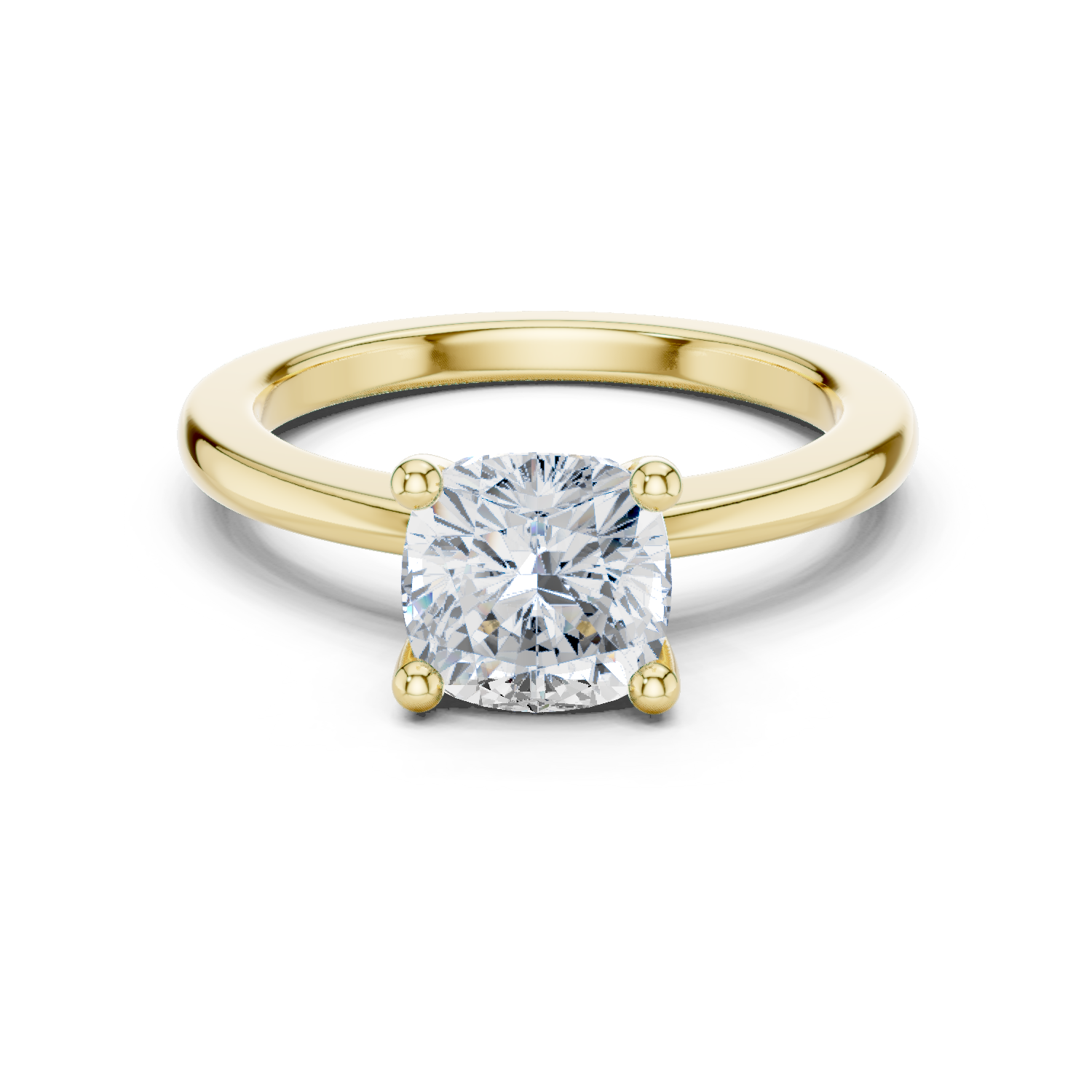 Gold Ring DDLR-032, Cushion center stone, Yellow Gold